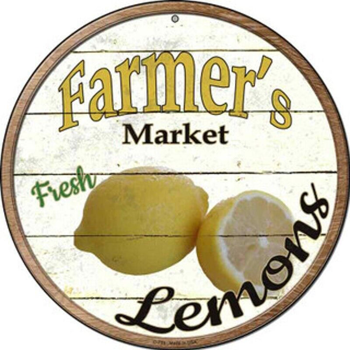 Farmer's Market Fresh Lemons Novelty 8" Metal Circular Sign NEW! Home & Garden:Home Décor:Plaques & Signs Cozy Home Treasures