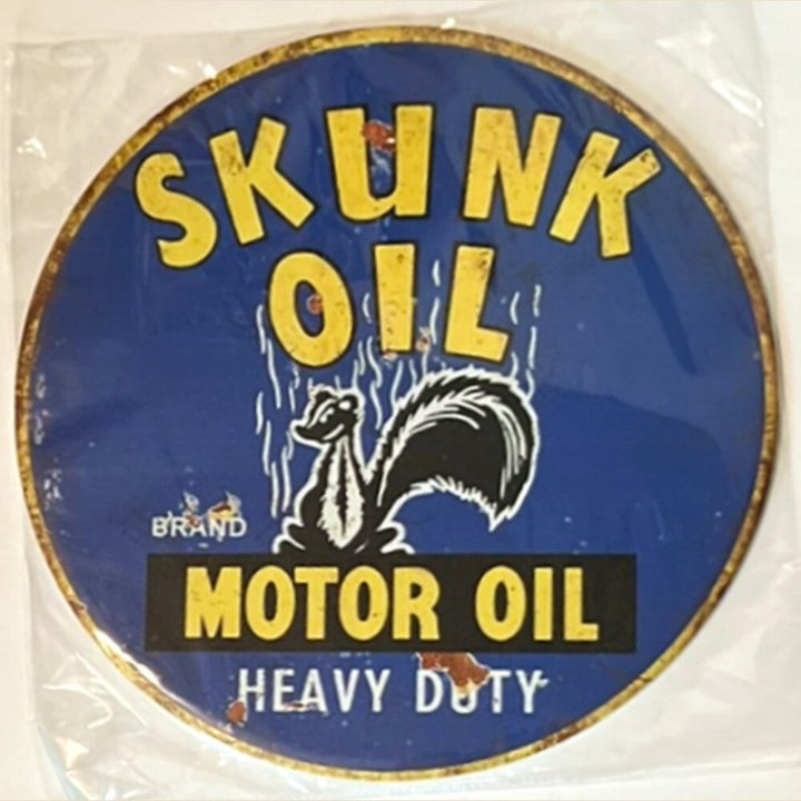 Skunk Oil Motor Oil Hem Wrapped Vintage Novelty 12" Diameter Circular Sign NEW! Home & Garden:Home Décor:Plaques & Signs Style Your Walls