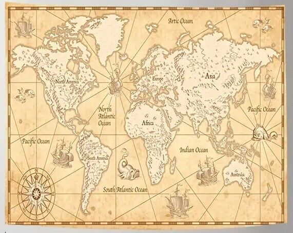 World Map Retro Style Ancient Fabric Tapestry 78.7" x 59" NEW! Home & Garden:Home Décor:Tapestries Cozy Home Treasures