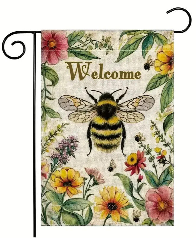 Colorful Bumble Bee Welcome Garden Flag Double Sided 12" x 18" NEW! Home & Garden:Yard, Garden & Outdoor Living:Décor:Flags Cozy Home Treasures
