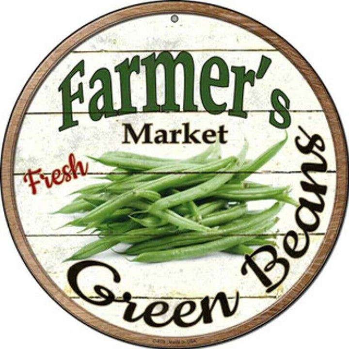 Farmer's Market Fresh Green Beans Novelty 8" Metal Circular Sign NEW! Home & Garden:Home Décor:Plaques & Signs Cozy Home Treasures