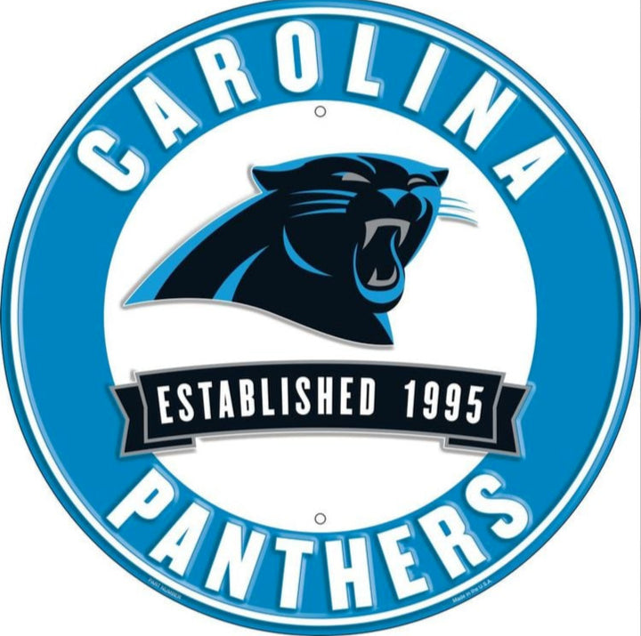 Carolina Panthers NFL Licensed Embossed 12" Diameter Circular Sign NEW! Sports Mem, Cards & Fan Shop:Fan Apparel & Souvenirs:Football-NFL Hangtime