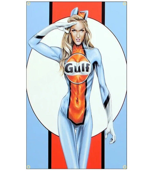 Gulf Racing Flag Banner 3 ft x 5 ft NEW! Home & Garden:Yard, Garden & Outdoor Living:Décor:Flags Cozy Home Treasures