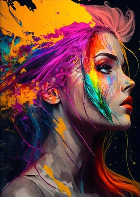 Stunning Abstract Splash Of Color Female Canvas Print NEW! 12 in x 16 in Home & Garden:Home Décor:Posters & Prints Cozy Home Treasures