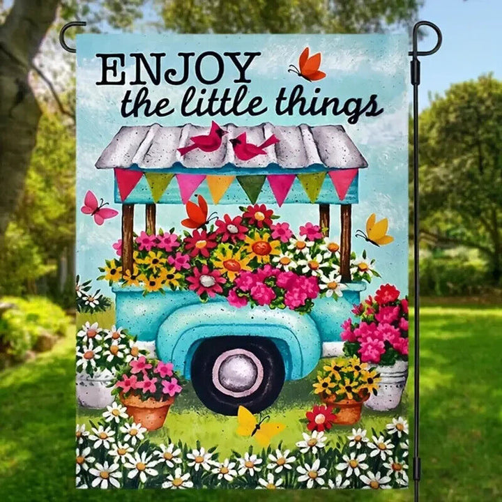 Enjoy The Little Things Colorful Burlap Garden Flag Double-Sided 12" x 18" NEW! Home & Garden:Yard, Garden & Outdoor Living:Décor:Flags Cozy Home Treasures