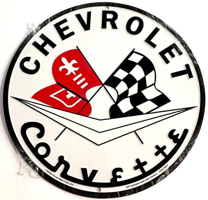 Chevy Corvette Embossed Licensed 12" Diameter Circular Sign NEW! Home & Garden:Home Décor:Plaques & Signs Hangtime