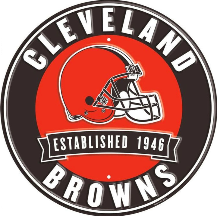 Cleveland Browns NFL Licensed Embossed 12" Diameter Circular Sign NEW! Sports Mem, Cards & Fan Shop:Fan Apparel & Souvenirs:Football-NFL Hangtime