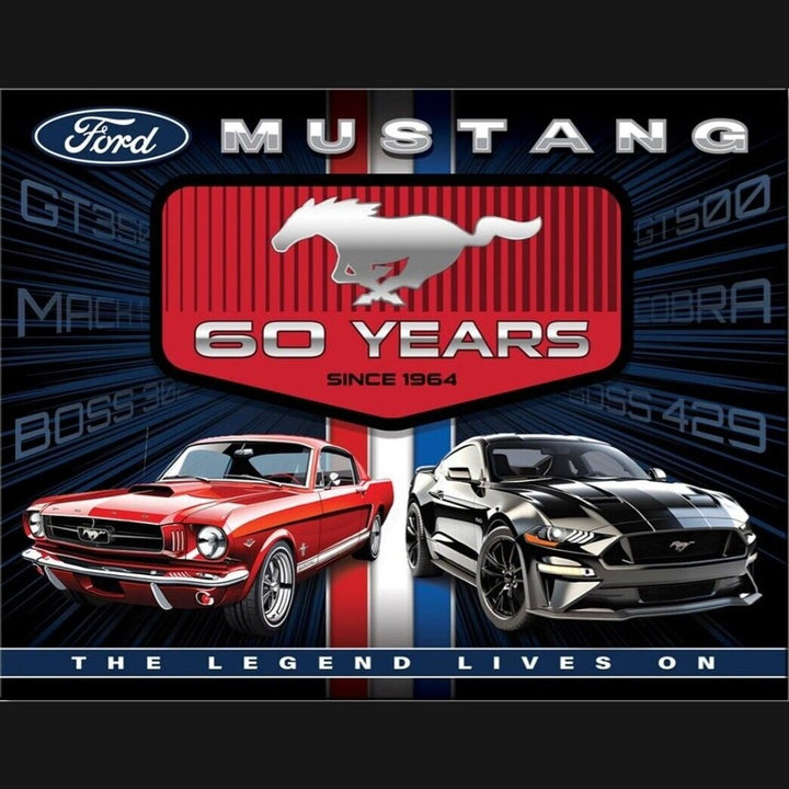 Ford Mustang 60 Years Licensed Metal Sign 12.5" x 16" Home & Garden:Home Décor:Plaques & Signs Style Your Walls