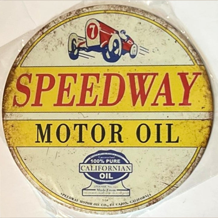 Speedway Motor Oil Vintage Novelty Hem Wrapped Novelty 12" Diameter Sign New! Home & Garden:Home Décor:Plaques & Signs Style Your Walls