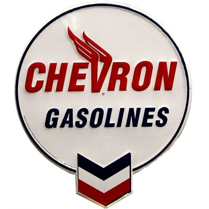 Chevron Gasolines Logo Licensed Embossed Metal 18" x 21" Novelty Street Sign Home & Garden:Home Décor:Plaques & Signs Style Your Walls
