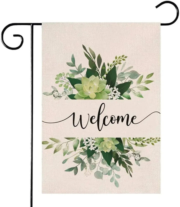 Beautiful Green Flowers Welcome Garden Flag Double Sided 12" x 18" NEW! Home & Garden:Yard, Garden & Outdoor Living:Décor:Flags Cozy Home Treasures