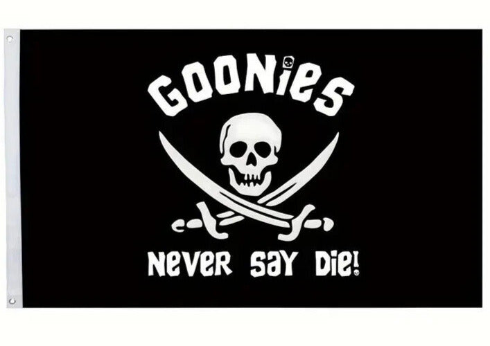 Goonies Never Say Die Black & White Pirate Flag 3 ft x 5 ft NEW! Home & Garden:Yard, Garden & Outdoor Living:Décor:Flags Cozy Home Treasures