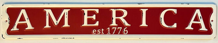 America Est 1776 Rigid Metal Vintage Novelty Sign 22" w x 3 1/2" NEW! Home & Garden:Home Décor:Plaques & Signs Cozy Home Treasures