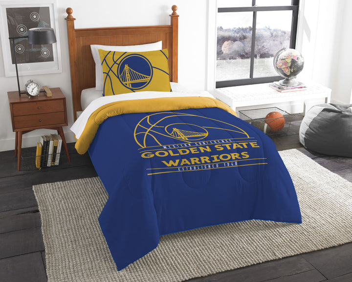 Warriors OFFICIAL NBA "Reverse Slam" Twin Comforter & Sham Set; 64" x 86"  Doba 1NBA/86201/1009/EDC  