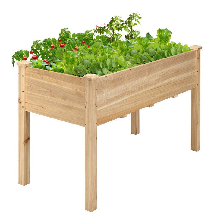 Wooden Raised Vegetable Garden Bed Elevated Grow Vegetable Planter  Doba natural  