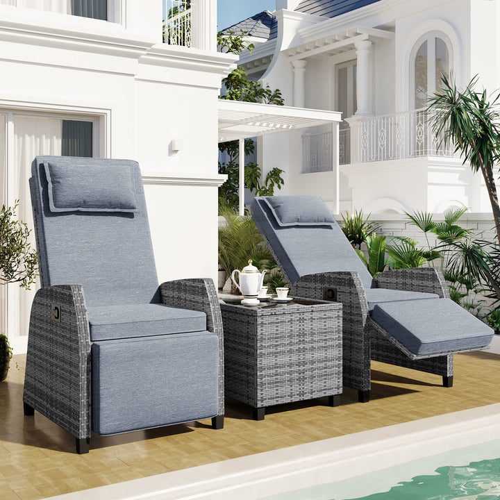 U_Style Outdoor Rattan Two-person Combination With Coffee Table, Adjustable, Suitable For Courtyard, Swimming Pool, Balcony  Doba as Pic  
